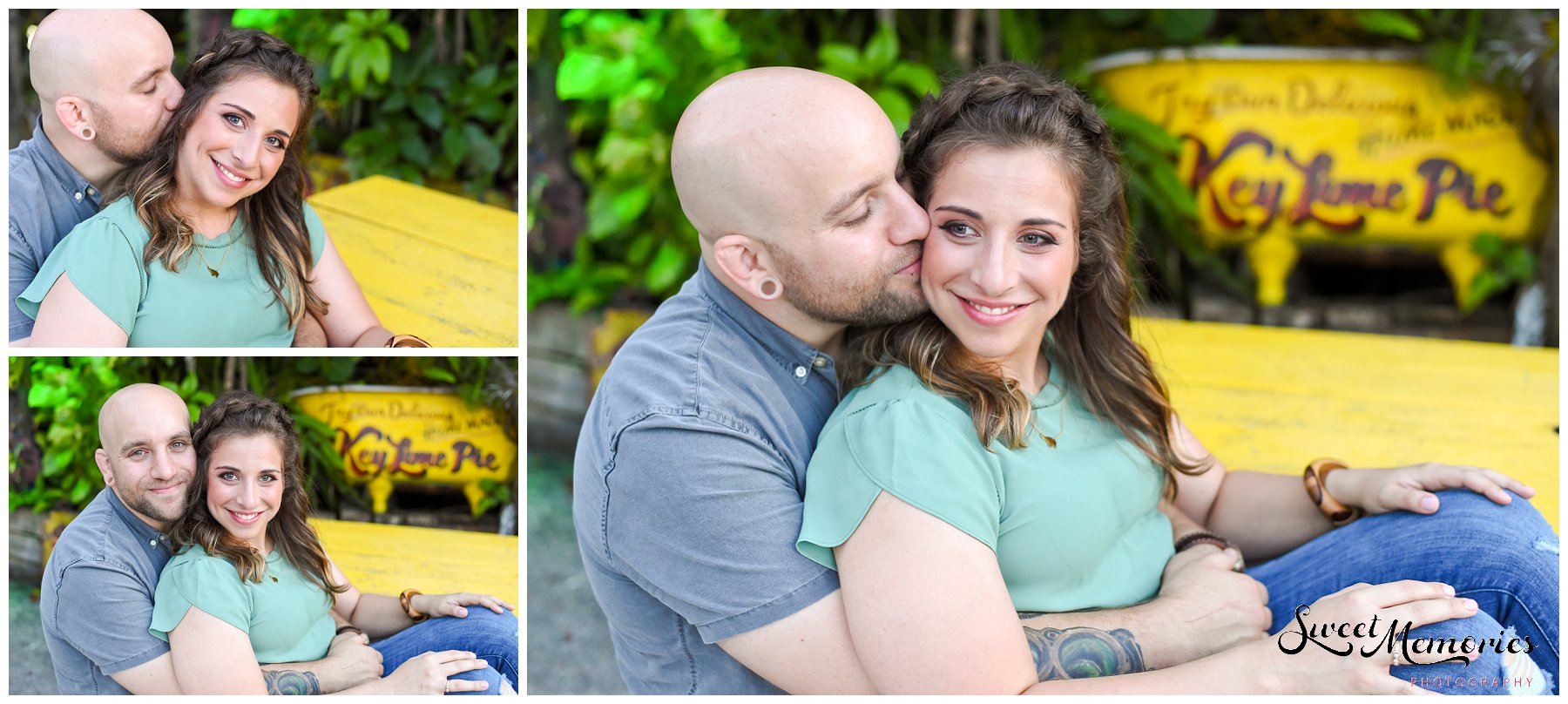 A quirky Hollywood engagement session at Le Tub in South Florida, filled with yummy food, a fun couple, and a beautiful sunset. | Wedding Photographer 