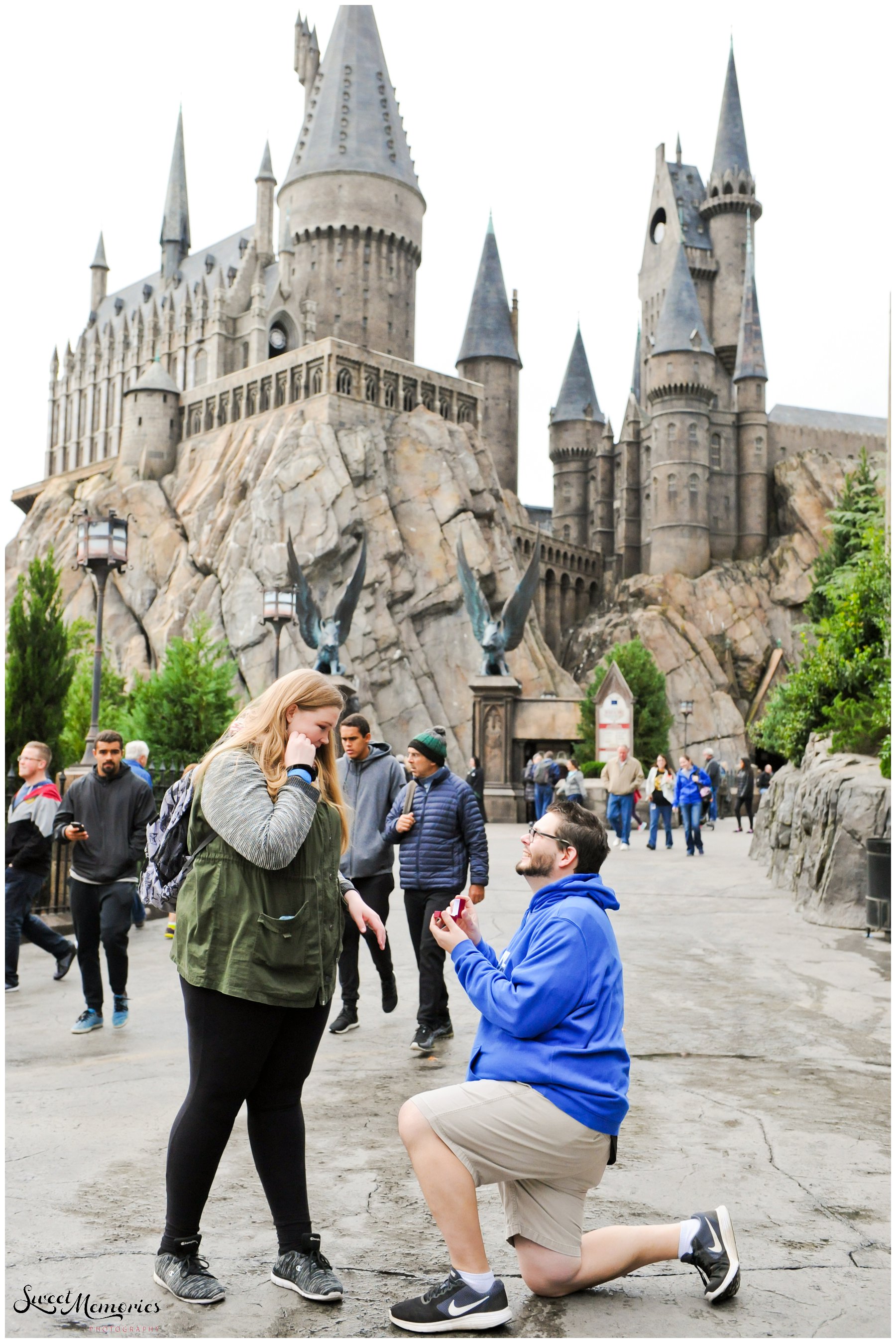 Zachary and Sara's Proposal at the Wizarding World of Harry Potter was a dream come true for this photographer, and for the bride-to-be. Fellow Harry Potter fans, these two came down to Orlando for a little vacation. Little did Sara know that she would be saying "yes" to the man of her dreams in front of Hogwarts!