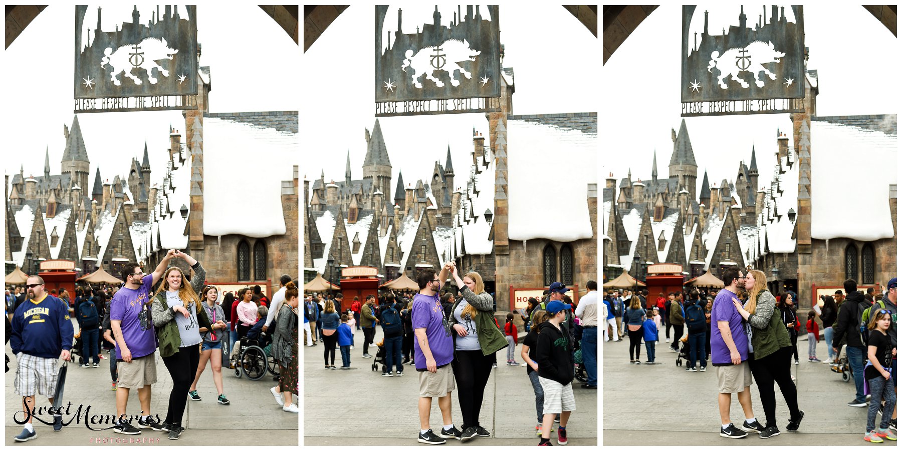 Zachary and Sara's Proposal at the Wizarding World of Harry Potter was a dream come true for this photographer, and for the bride-to-be. Fellow Harry Potter fans, these two came down to Orlando for a little vacation. Little did Sara know that she would be saying "yes" to the man of her dreams in front of Hogwarts!