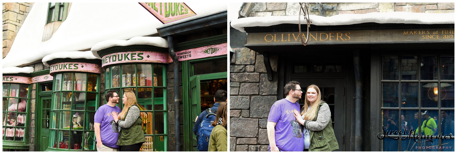 Zachary and Sara's Proposal at the Wizarding World of Harry Potter was a dream come true for this photographer, and for the bride-to-be. Fellow Harry Potter fans, these two came down to Orlando for a little vacation. Little did Sara know that she would be saying "yes" to the man of her dreams in front of Hogwarts!