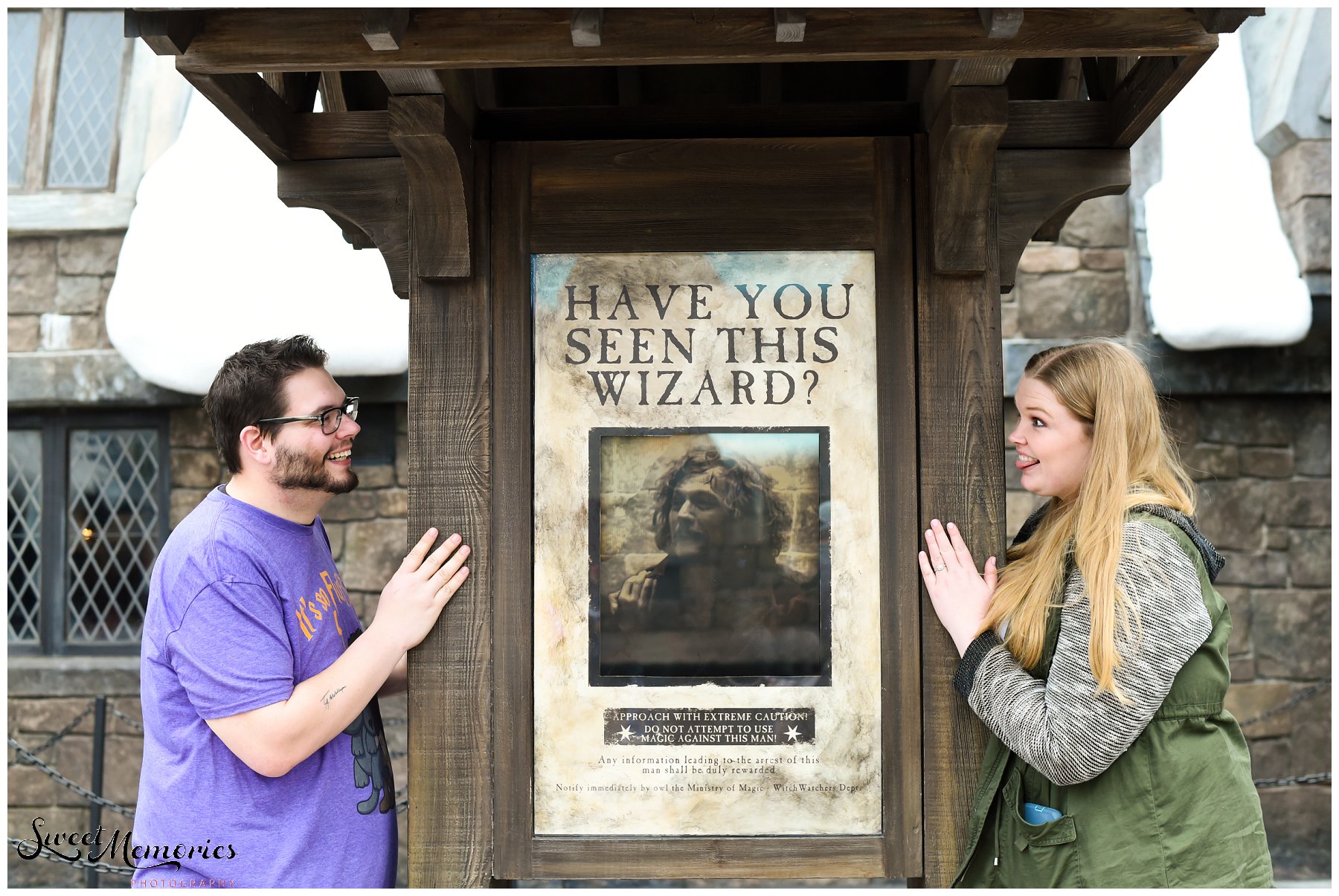 Zachary and Sara's Proposal at the Wizarding World of Harry Potter was a dream come true for this photographer, and for the bride-to-be. Fellow Harry Potter fans, these two came down to Orlando for a little vacation. Little did Sara know that she would be saying "yes" to the man of her dreams in front of Hogwarts!