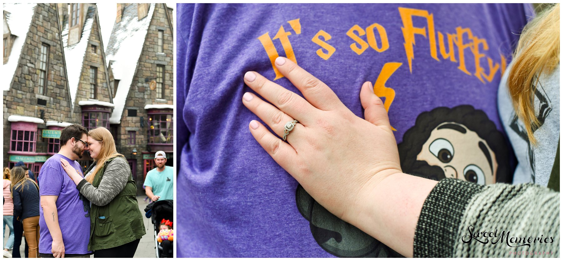 Zachary and Sara's Proposal at the Wizarding World of Harry Potter was a dream come true for this photographer, and for the bride-to-be. Fellow Harry Potter fans, these two came down to Orlando for a little vacation. Little did Sara know that she would be saying "yes" to the man of her dreams in front of Hogwarts!