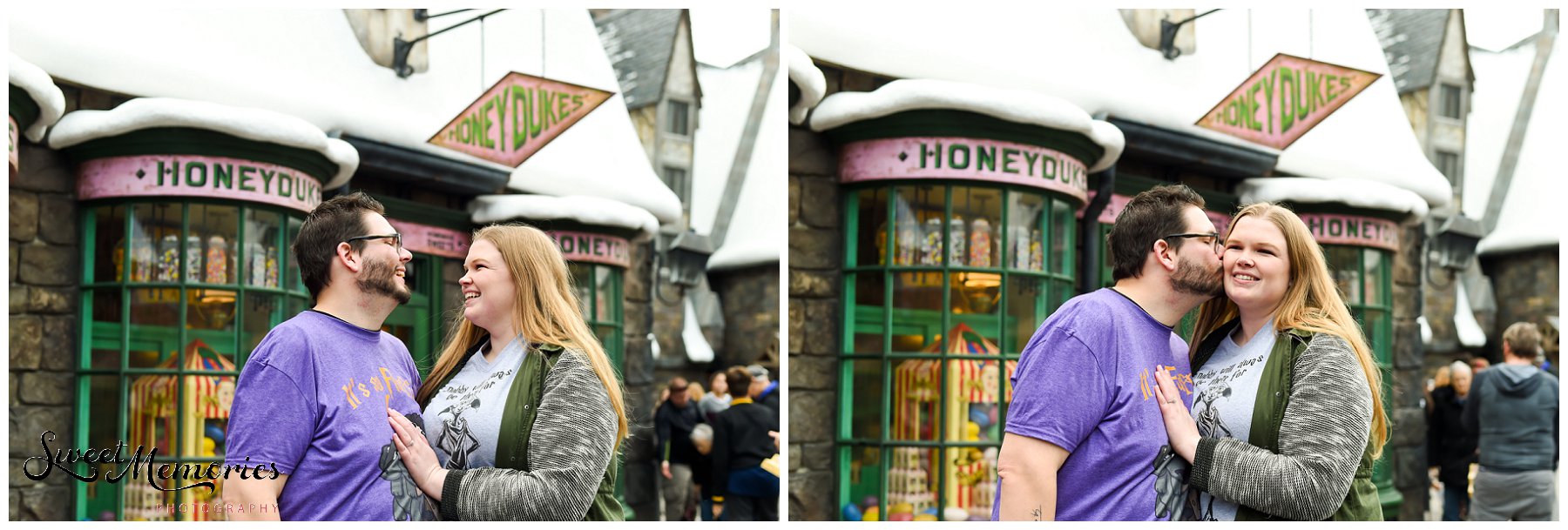 Zachary and Sara's Proposal at the Wizarding World of Harry Potter was a dream come true for this photographer, and for the bride-to-be. Fellow Harry Potter fans, these two came down to Orlando for a little vacation. Little did Sara know that she would be saying "yes" to the man of her dreams in front of Hogwarts!