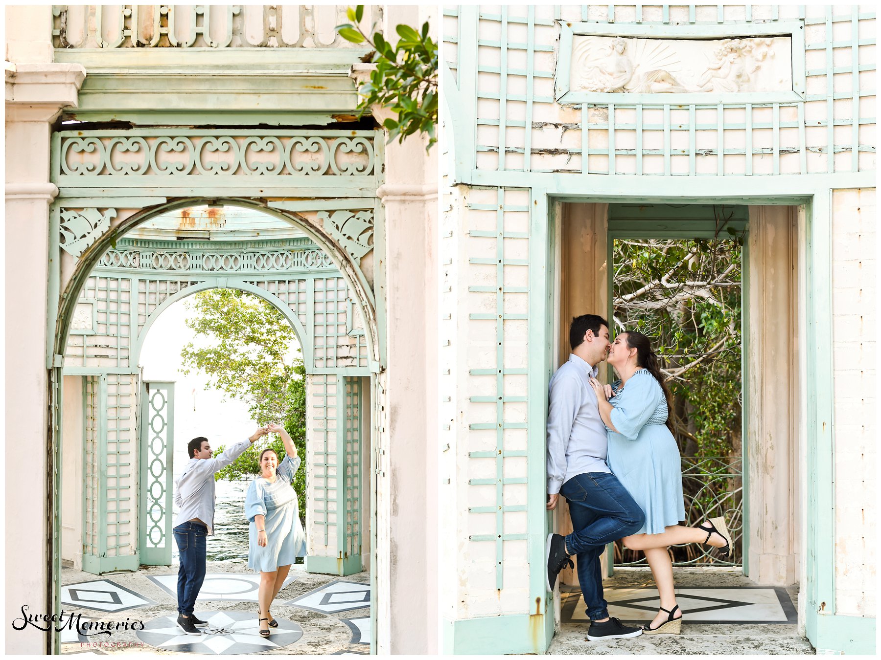 Nicki and Charlie's Vizcaya engagement session would never have taken place without the help of online dating. And if you didn't believe in soulmates, the "one, or people who were always meant to be, you will!