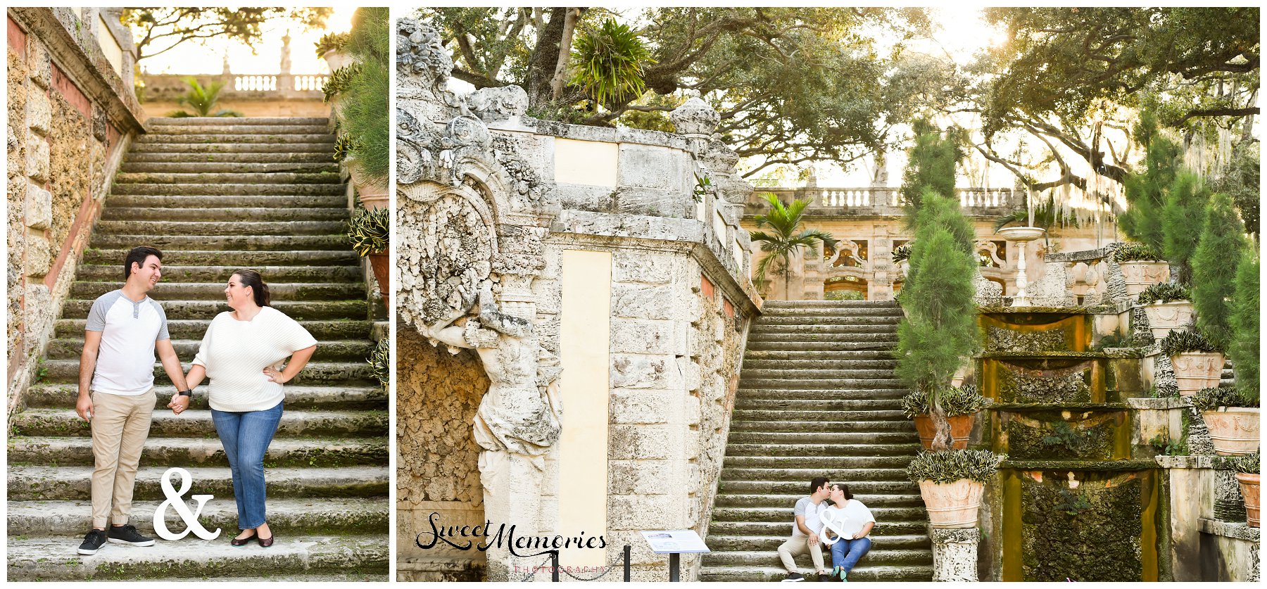 Nicki and Charlie's Vizcaya engagement session would never have taken place without the help of online dating. And if you didn't believe in soulmates, the "one, or people who were always meant to be, you will!