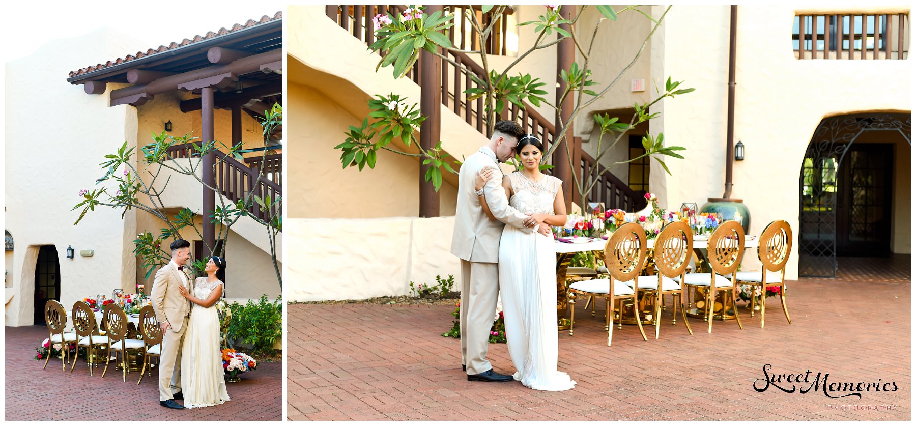 Vibrant floral arrangements, luxurious gold details, a sparkling bridal gown…and a cozy lounge area with a magic carpet! This styled shoot is the perfect nod to Disney’s Aladdin and this Aladdin inspired wedding.