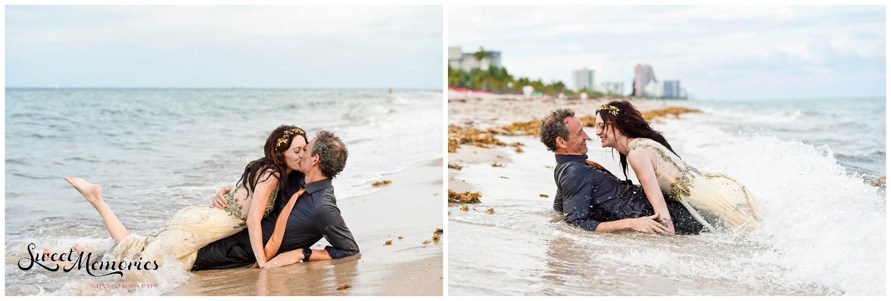 This Fort Lauderdale Beach 25 year anniversary celebration is fun and eccentric, mixing in some romance with a trash-the-dress session in the water!