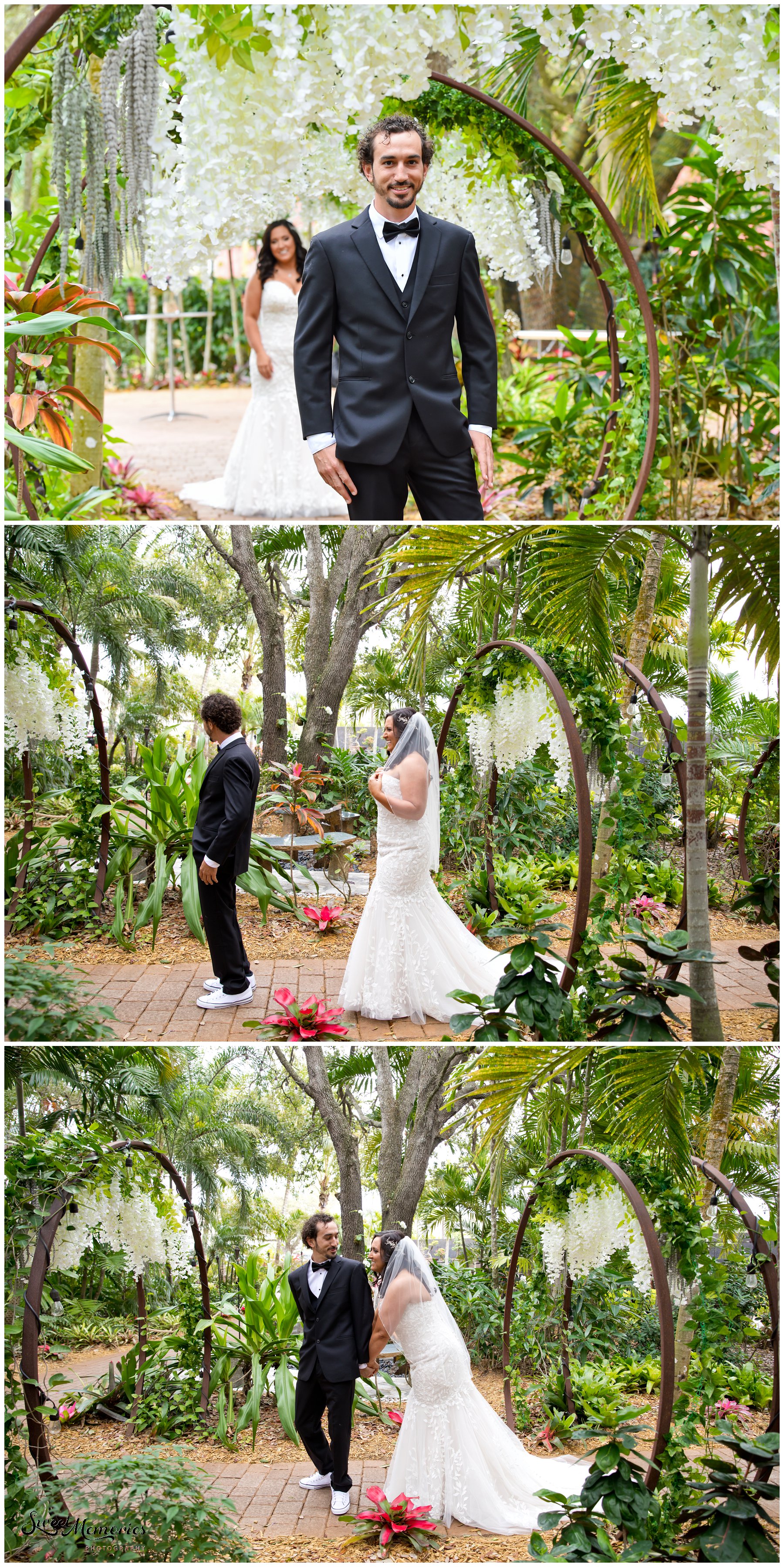 Tropical yet classic, Janice and Michael's Living Sculpture Sanctuary wedding in Davie was the perfect mix of romantic, hilarious, fun, sweet, and chic! After having met at a restaurant, his persistence, and a romantic proposal at the Flamingo gardens, they are now ready to tie the knot!