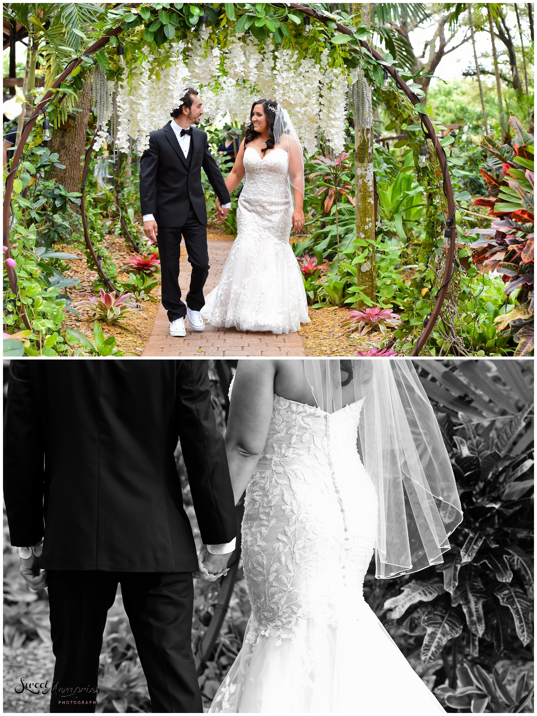 Tropical yet classic, Janice and Michael's Living Sculpture Sanctuary wedding in Davie was the perfect mix of romantic, hilarious, fun, sweet, and chic! After having met at a restaurant, his persistence, and a romantic proposal at the Flamingo gardens, they are now ready to tie the knot!