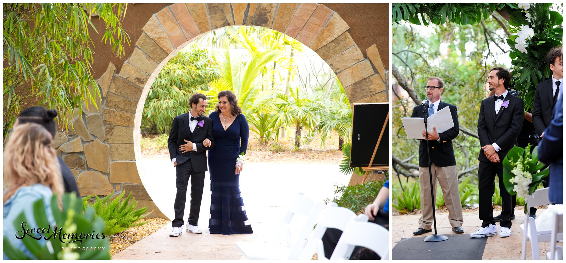 Tropical yet classic, Janice and Michael's Living Sculpture Sanctuary wedding in Davie was the perfect mix of romantic, hilarious, fun, sweet, and chic! After having met at a restaurant, his persistence, and a romantic proposal at the Flamingo gardens, they are now ready to tie the knot!