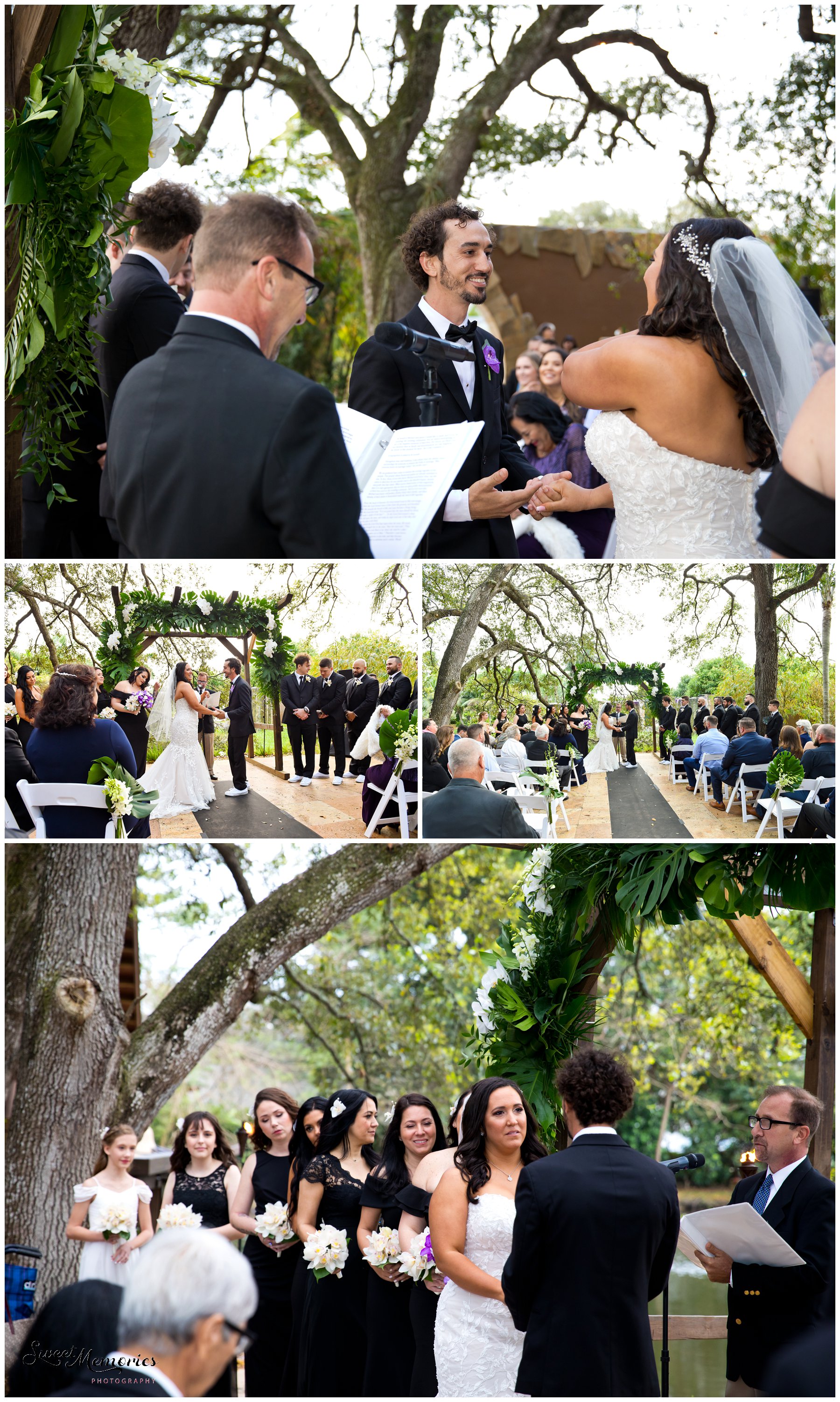 Tropical yet classic, Janice and Michael's Living Sculpture Sanctuary wedding in Davie was the perfect mix of romantic, hilarious, fun, sweet, and chic! After having met at a restaurant, his persistence, and a romantic proposal at the Flamingo gardens, they are now ready to tie the knot!