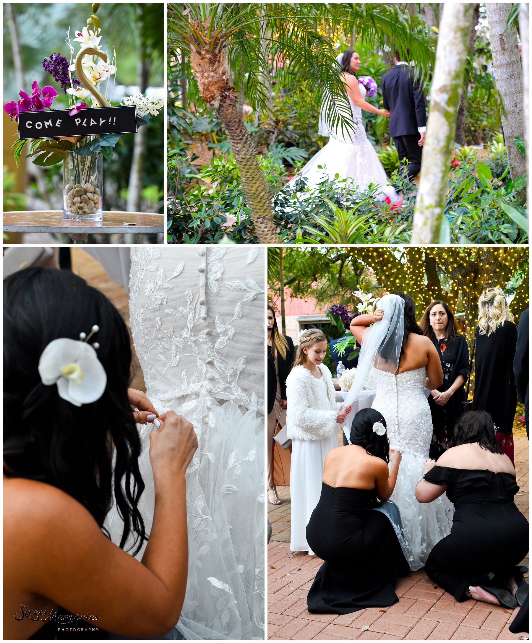 Tropical yet classic, Janice and Michael's Living Sculpture Sanctuary wedding in Davie was the perfect mix of romantic, hilarious, fun, sweet, and chic! After having met at a restaurant, his persistence, and a romantic proposal at the Flamingo gardens, they are now ready to tie the knot!