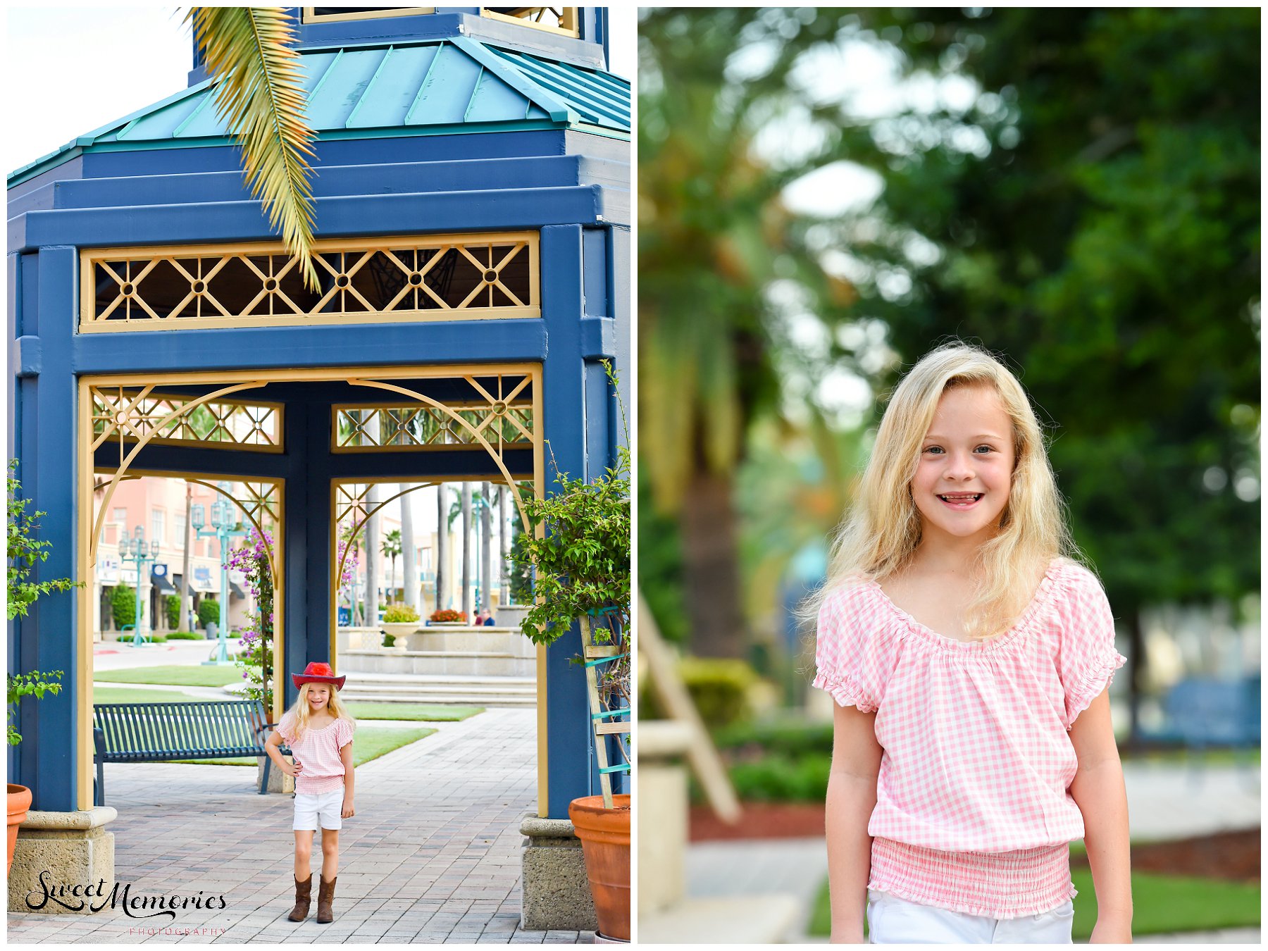 If you're familiar with Boca Raton, you're familiar with Mizner Park. A luxury landmark filled with unique boutique stores and restaurants, it's located in the heart of Boca. Its pink buildings and beautiful architecture are perfect backdrops for any session. Not to mention that it's lined with picturesque gazebos, fountains, and landscaping! So what better spot for these adorable Mizner Park portraits?!