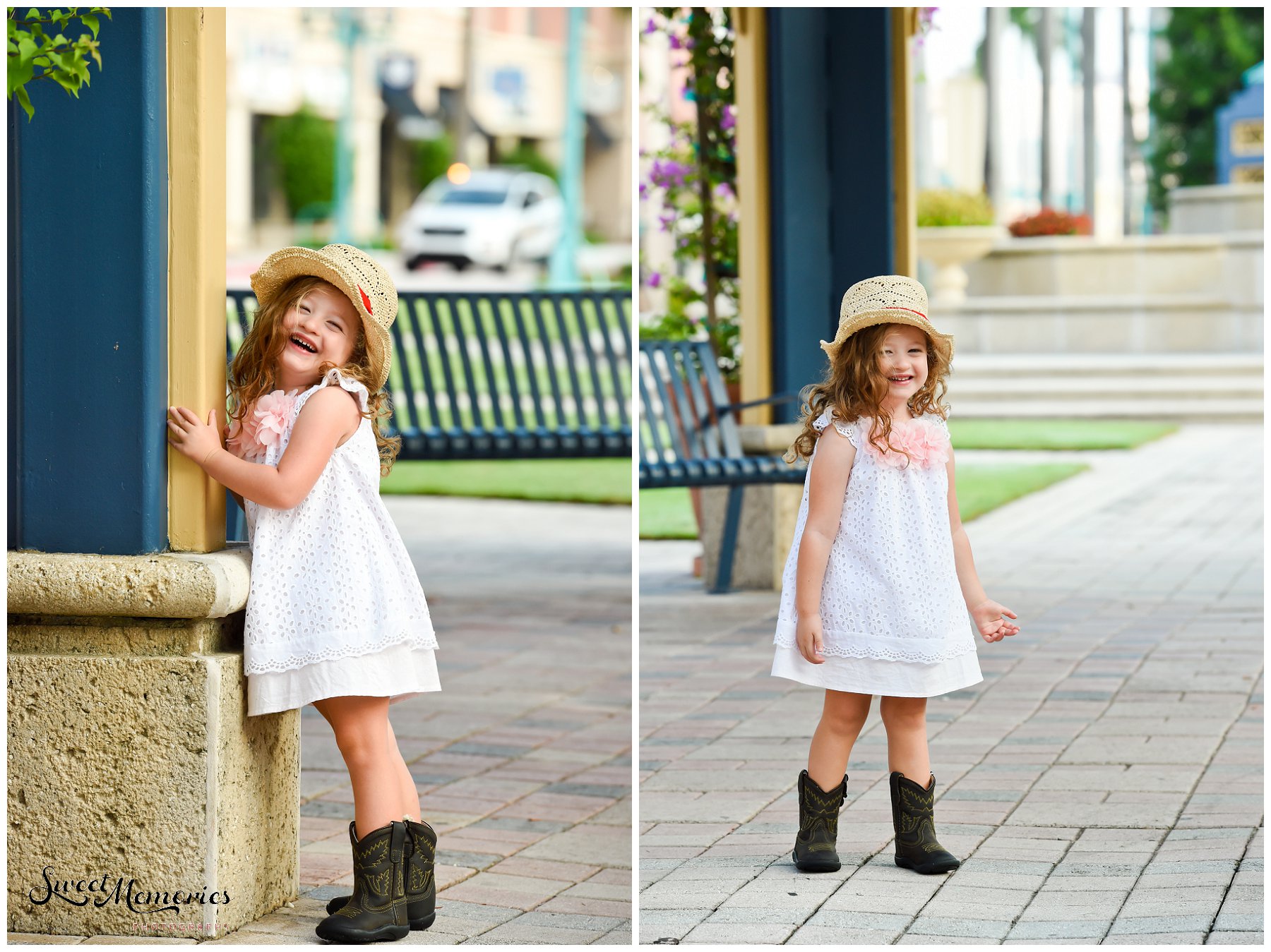 If you're familiar with Boca Raton, you're familiar with Mizner Park. A luxury landmark filled with unique boutique stores and restaurants, it's located in the heart of Boca. Its pink buildings and beautiful architecture are perfect backdrops for any session. Not to mention that it's lined with picturesque gazebos, fountains, and landscaping! So what better spot for these adorable Mizner Park portraits?!