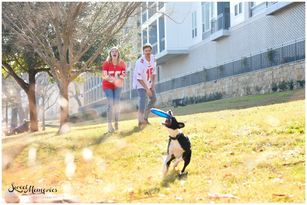 A little play time with Kelsie, her boyfriend, and their puppy.