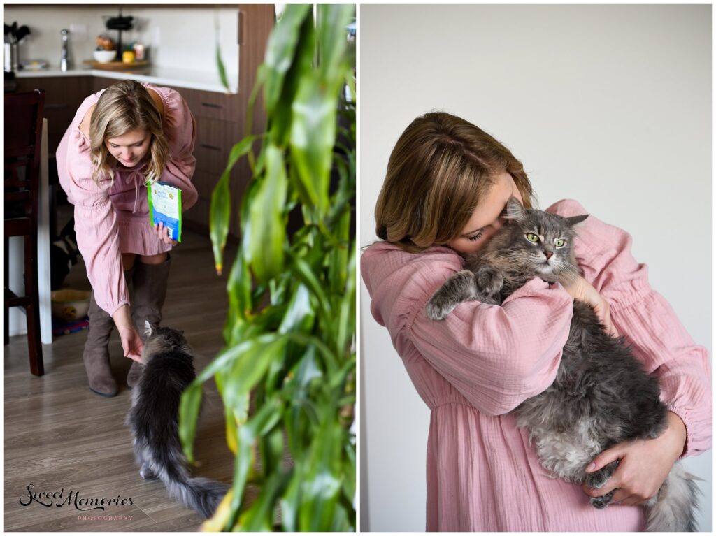 Kelsie isn't just a wedding planner. She's also a cat whisperer and has a strong bond with her cat.