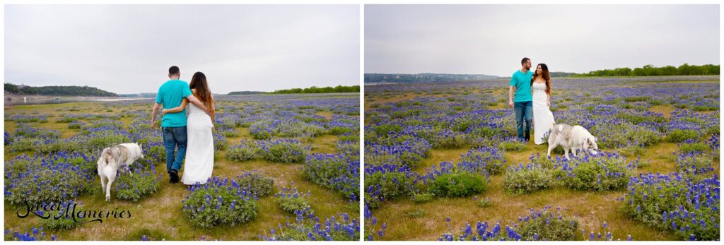 This Bluebonnet engagement session was adorable with Shawna, Brandon, and their furbaby!