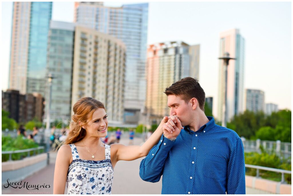 I love the shots where the guy kisses her hand. Very traditional and old-fashioned and sweet!