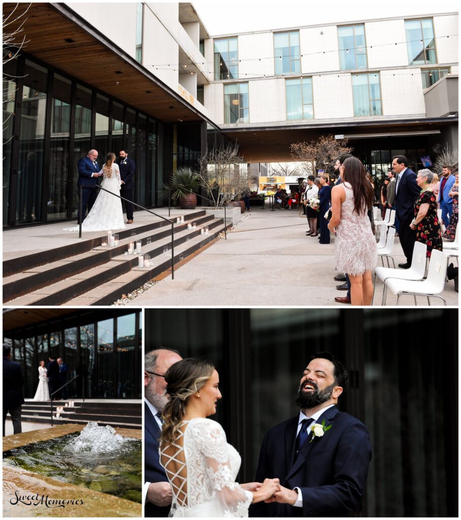 The wedding ceremony at South Congress hotel.