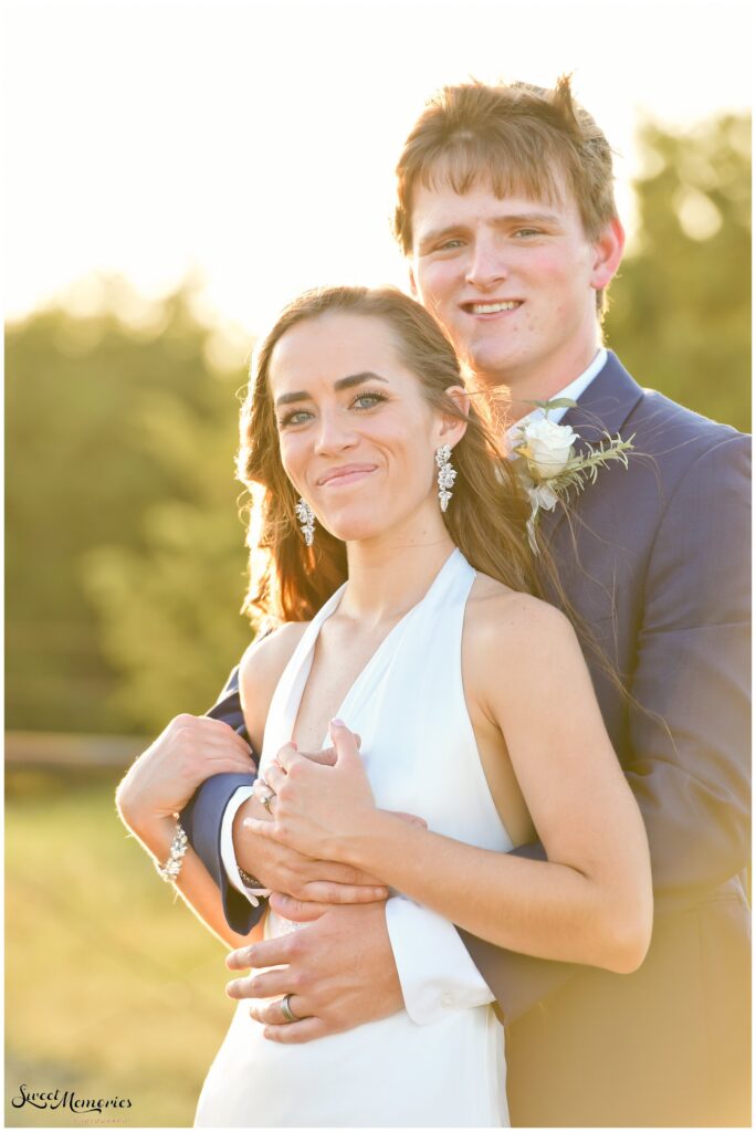 The beautiful bride and groom enjoying intimate moments after saying "I do" on a private residence in Bertram, Texas.