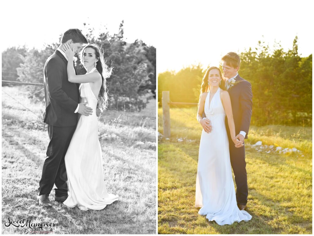 The beautiful bride and groom enjoying intimate moments after saying "I do" on a private residence in Bertram, Texas.