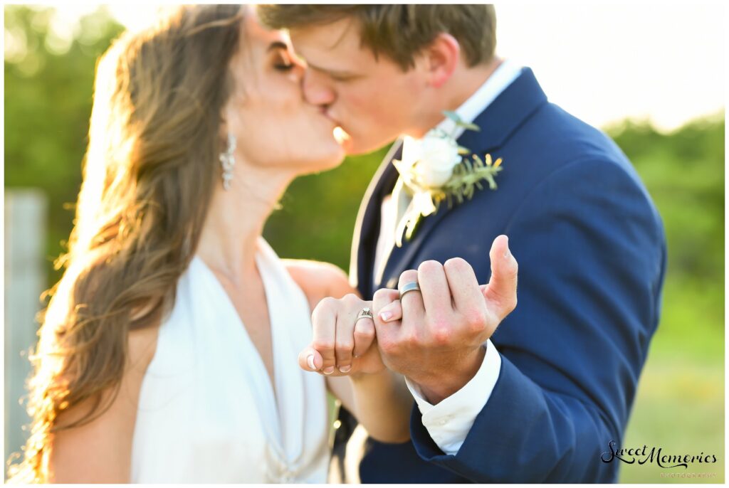 The beautiful bride and groom enjoying intimate moments after saying "I do" on a private residence in Bertram, Texas.