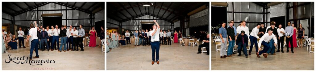 Bring on the party! This active crowd enjoyed music and dancing in the barn at this Bertram wedding.