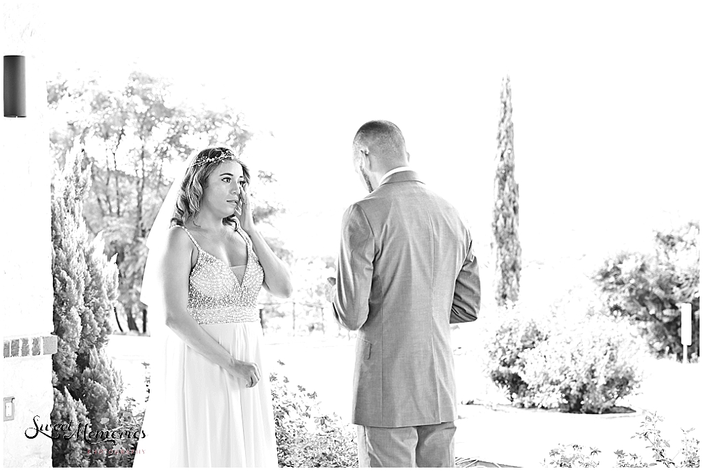 The vows brought tears to Andrea's eyes.