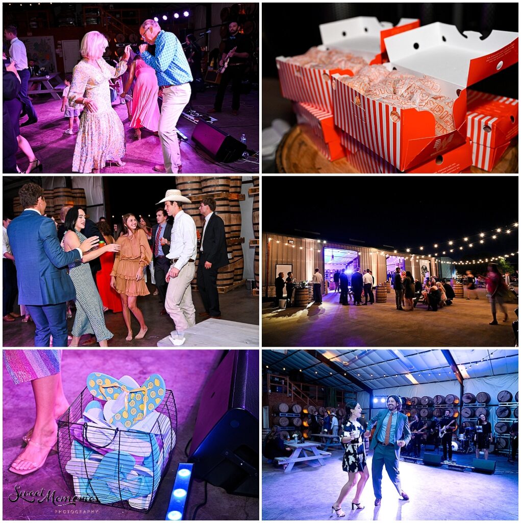 Late night snacks, flip flops, and a good band are the perfect recipe for the best wedding day!