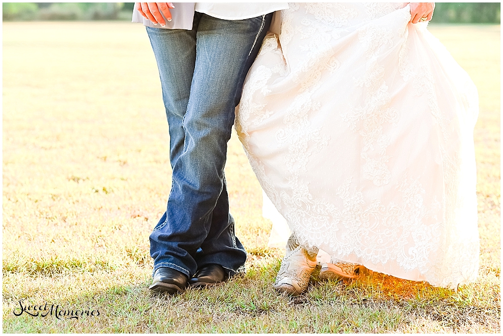 The couple wore boots ... a fun detail and must-have for any Texas wedding!