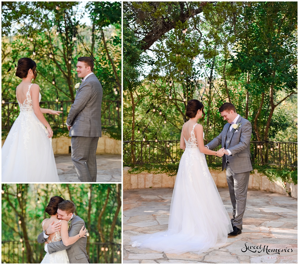 Megan and Jameson had their first look prior to their ceremony.