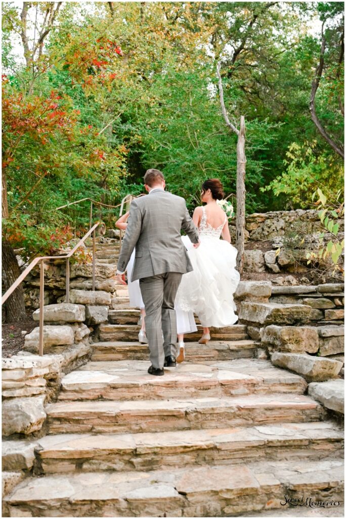 Walking back to the church after their portraits.