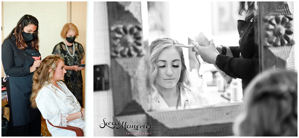 Bride getting ready at the Austin Proper Hotel.