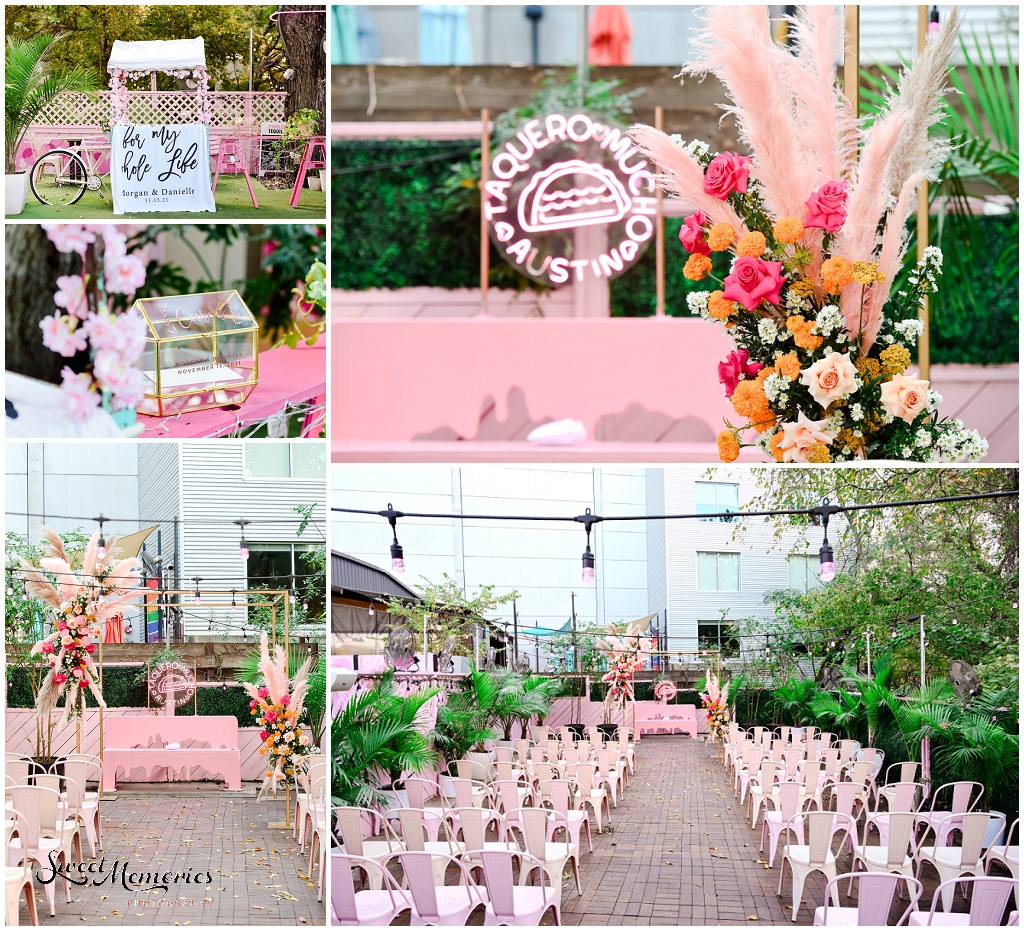 Details of the Taquero Mucho wedding's ceremony site.