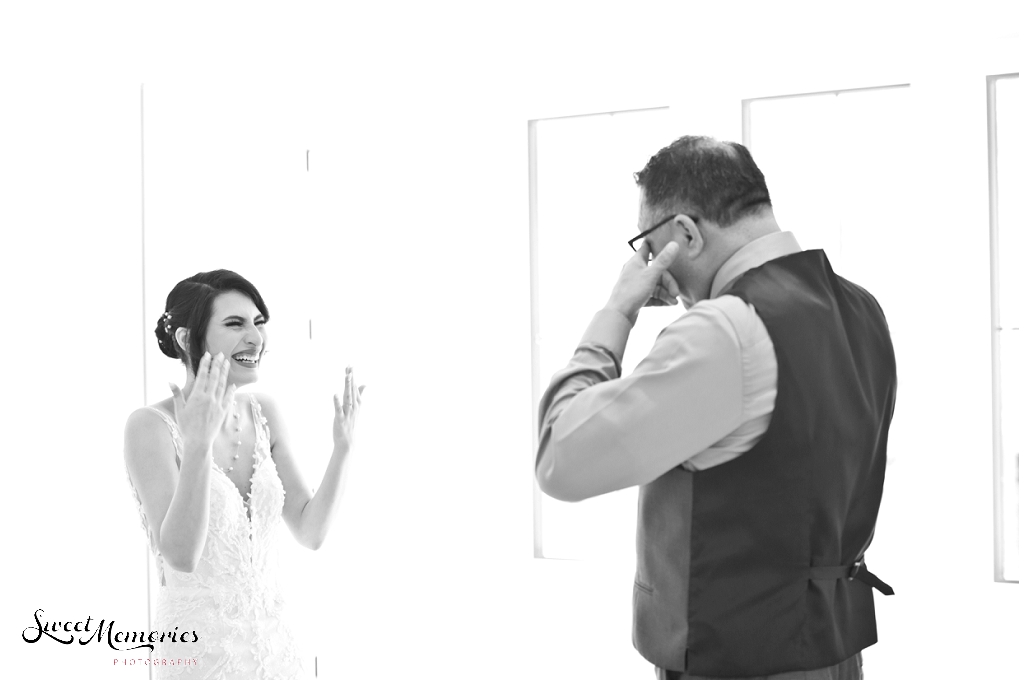 Cue the tears after the bride sees her dad for the first time.