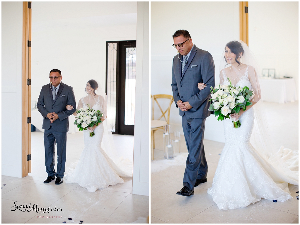 The bride and her father make the grand entrance.