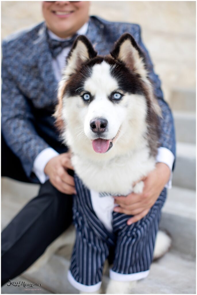 A groom and his dog.