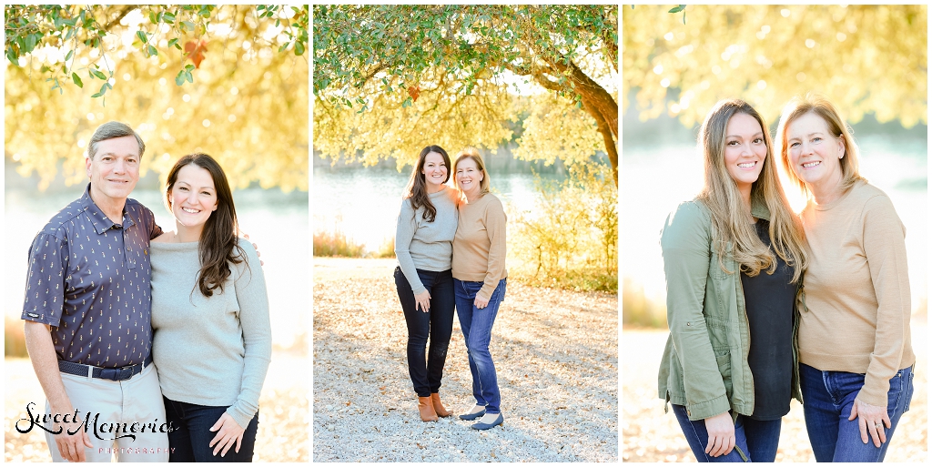 Individual shots between the two daughters and their parents.