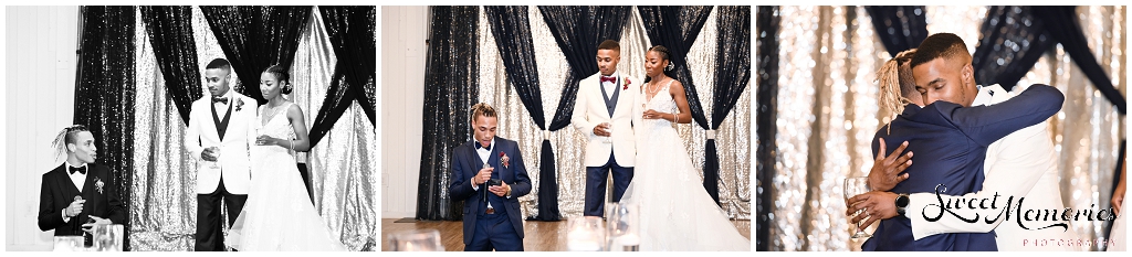 The groom's family saying a toast.