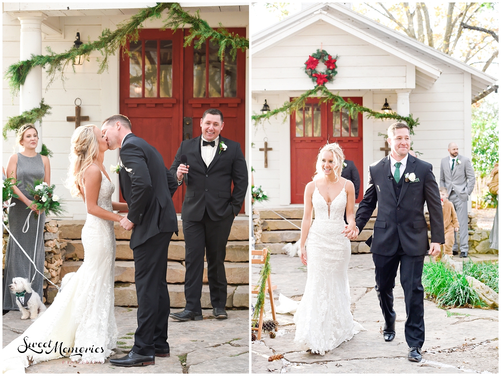 Their first kiss as husband and wife.