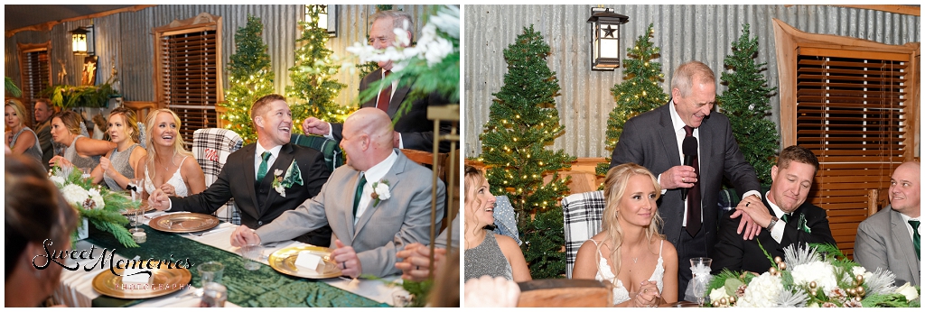 Toasts by the groom's dad.