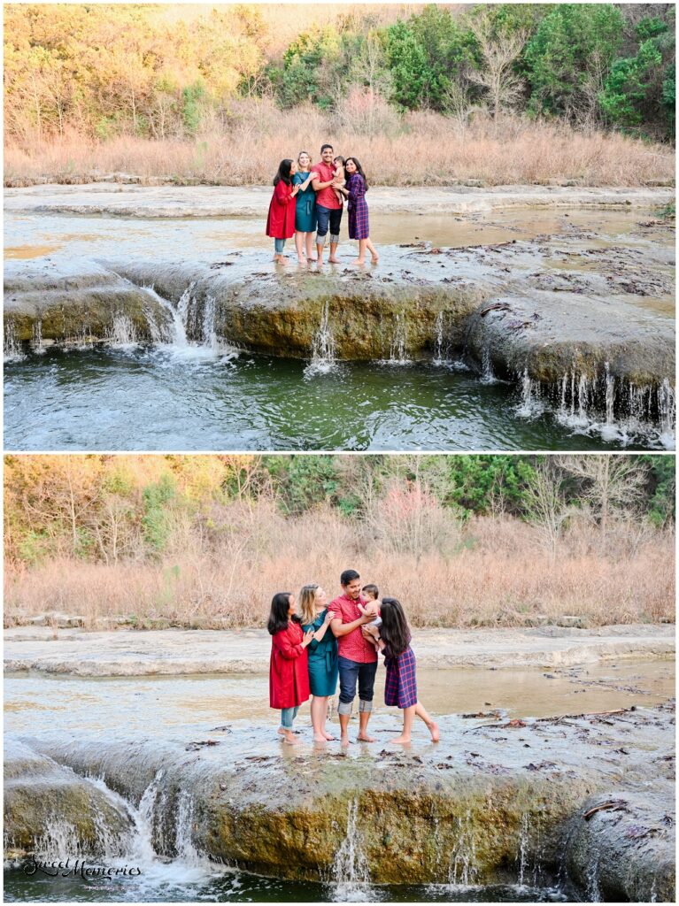 Family pictures at Bull Creek District Park in Austin, Texas