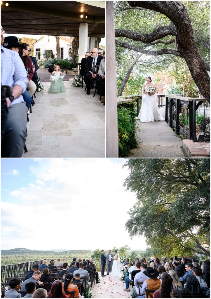 Wedding ceremony at Villa Antonia in Jonestown, Texas.