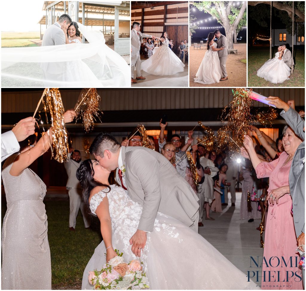 Night pictures of the bride and groom at the Allen Farmhaus.