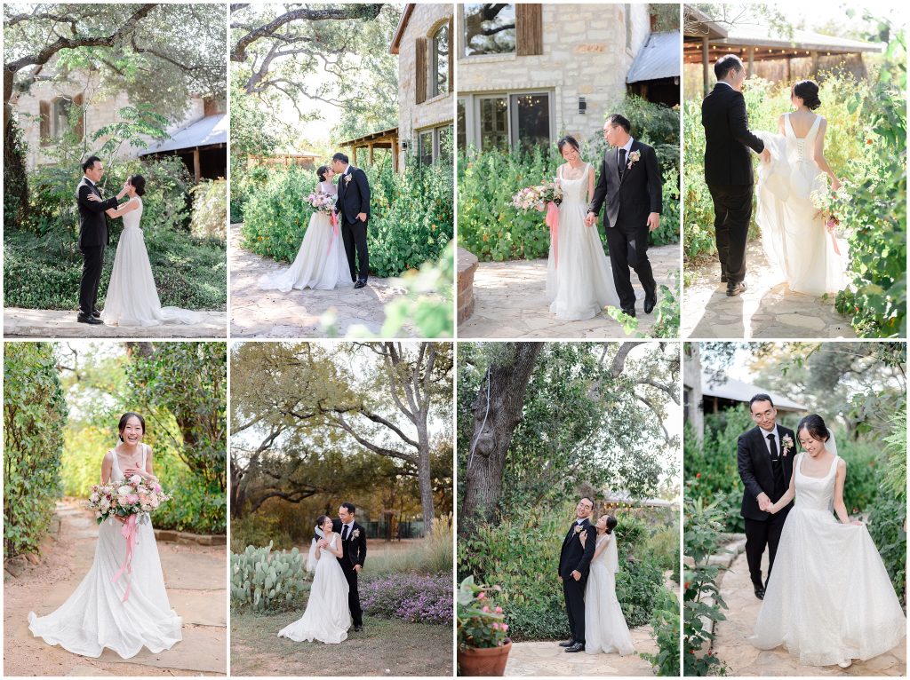 First look and bride and groom portraits at Hudson Bend Ranch