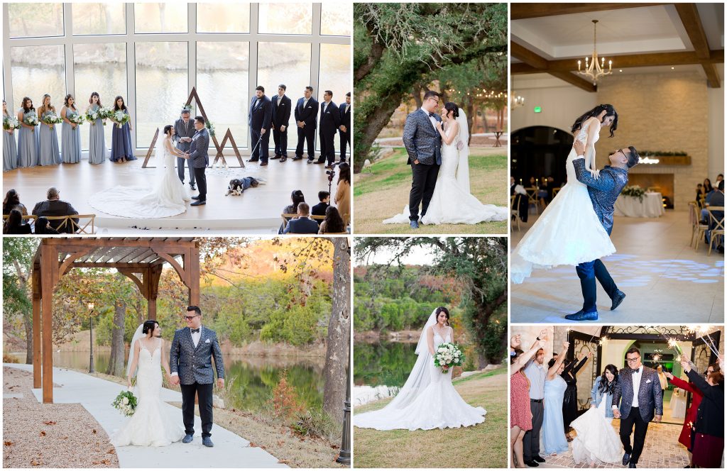 A collage of wedding photos at the Preserve at Canyon Lake.