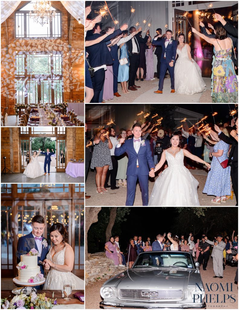 A grand sparkler exit for the bride and groom outside of the Addison Grove.