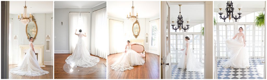 Bridal portraits at Woodbine Mansion, one of the best Austin wedding venues.