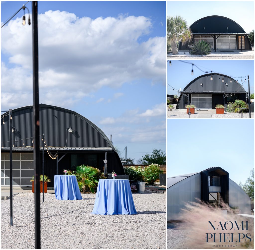 The two reception spaces at Camino Real Ranch, one of the best Austin wedding venues.