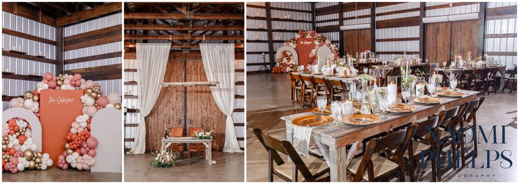 The decorations inside the Allen Farmhaus for the couple's Rustic Wedding.